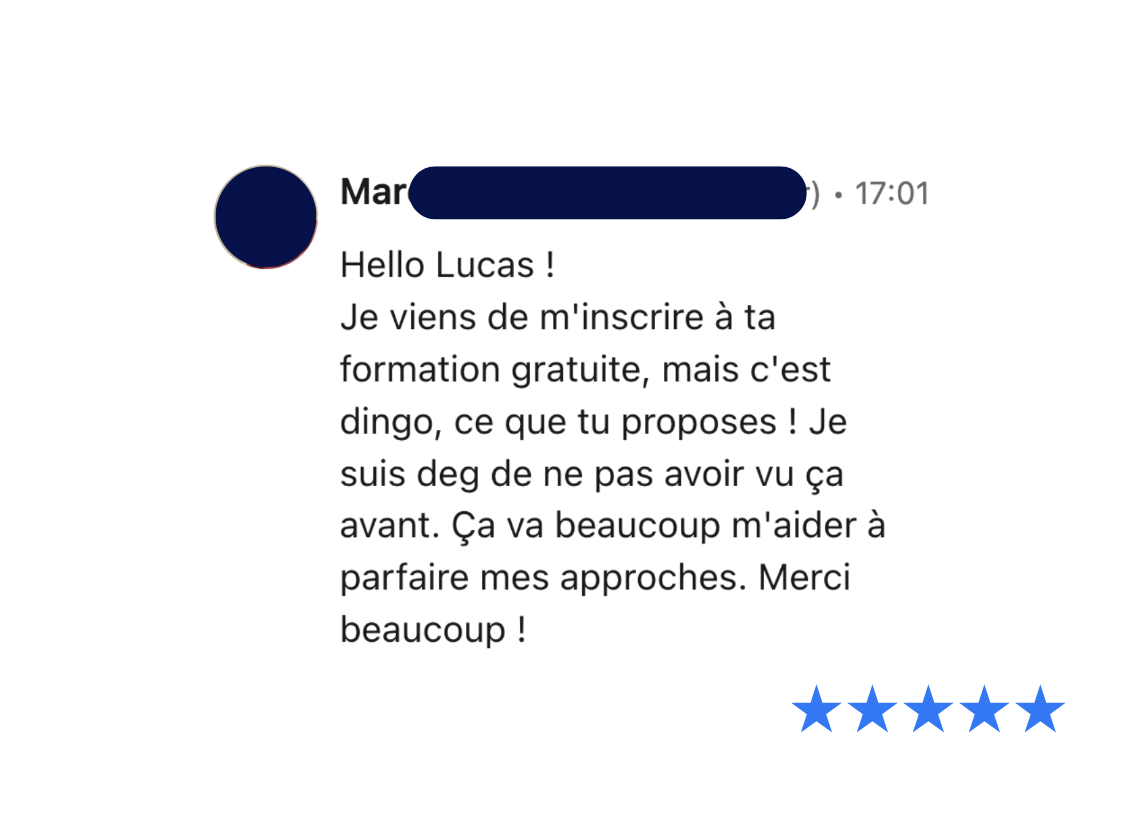 Lucas Baldinger / La recette Business gratuite / témoignages