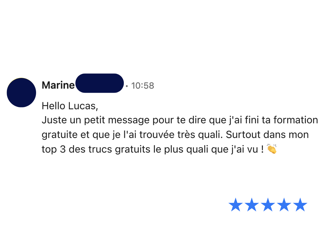 Lucas Baldinger / La recette Business gratuite / témoignages