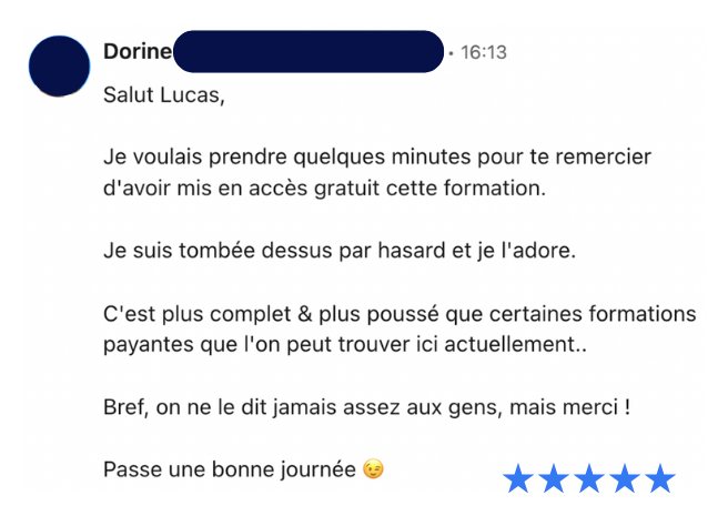 Lucas Baldinger / La recette Business gratuite / témoignages