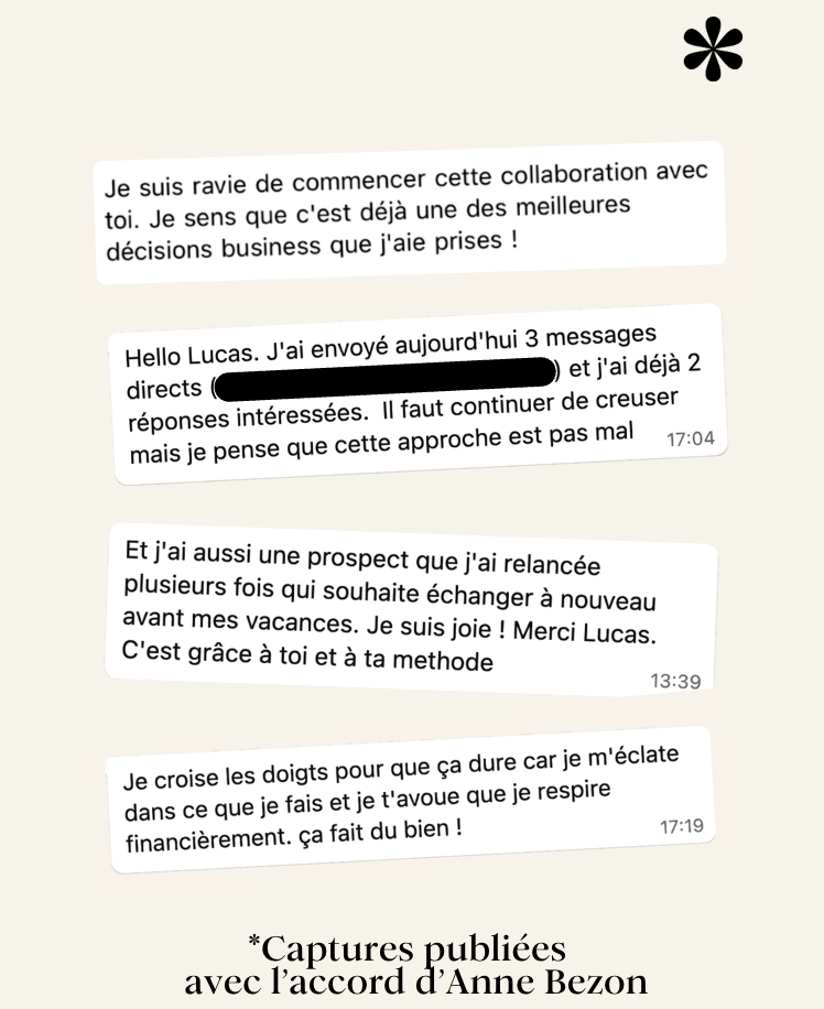Satisfaction cliente Lucas Baldinger / Anne Bezon